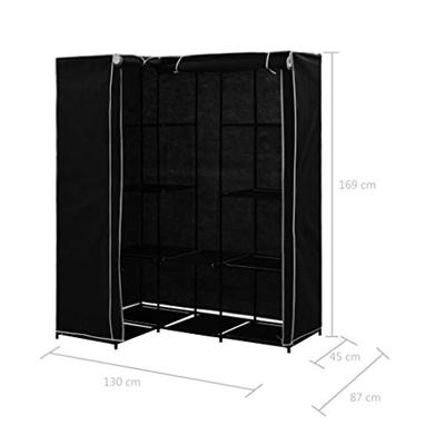 VidaXL Hoekkledingkast 130x87x169 cm zwart