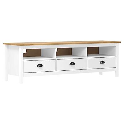 Tv-meubel Hill Range 158x40x47 cm massief grenenhout wit