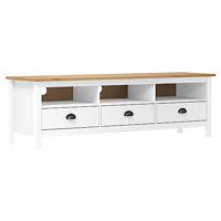 Tv-meubel Hill Range 158x40x47 cm massief grenenhout wit - thumbnail