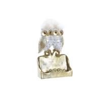 Decoratieve figuren DKD Home Decor Wit Gouden Uilen 10 x 8 x 7 cm - thumbnail