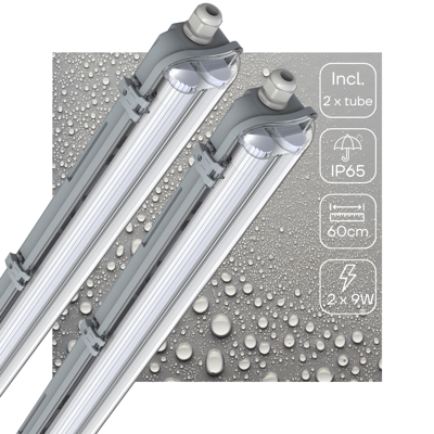 2 PACK - LED&apos;s Light LED TL dubbel armatuur 60 cm - Compleet met 2 LED TL buizen 60 cm - 2160lm