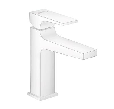 Wastafelmengkraan Metropol HansGrohe Eengreeps 110 met Rechte Greep en Push-Open Afvoer Mat Wit