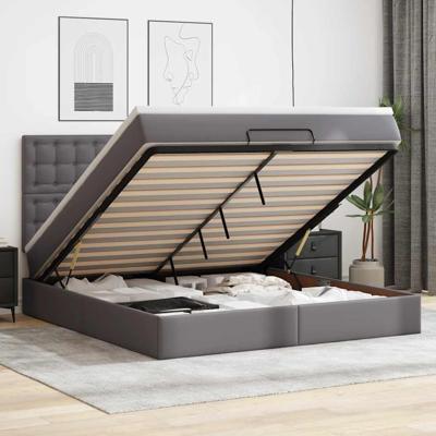Ottoman bed met matras en LED's 180x200cm kunstleer grijs