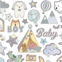 Creativ Company Stickers, baby boy, vel 15x16,5 cm, ca. 32 stuk, 1 vel - thumbnail
