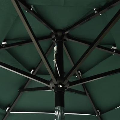 VidaXL Parasol 3-laags met aluminium paal 2 m groen