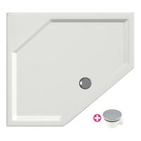 Douchebak Xenz Marshall | 100x100x4 cm | Incl.Afvoersifon-Chroom | Acryl | Vijfhoek | Wit mat - thumbnail