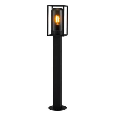 Tuinlamp staand zwart met smokeglas & E27 &apos;Griffin&apos; 80cm