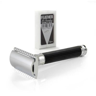 Edwin Jagger Razors Double Edge Safety 3D Diamond Handle Black & Chrome Plated Ref.DE3DBC15BL 1Stuks