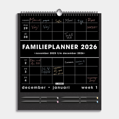 Familieplanner 2026 incl. Markers Groot