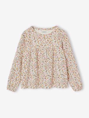 Shirtblouse met print voor meisjes vanille