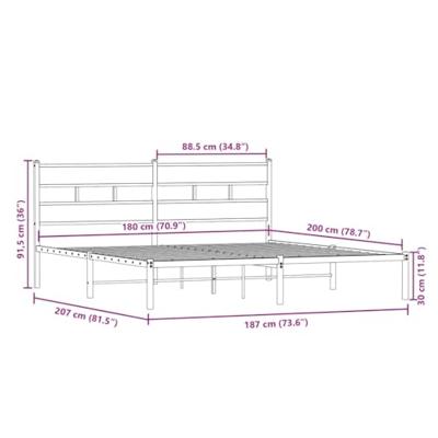 Bedframe zonder matras metaal sonoma eikenkleurig 180x200 cm Bedframe zonder matras metaal sonoma eikenkleurig 180x200 cm