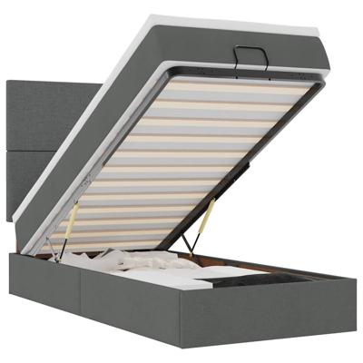 Bed met matras 90x200 cm stof donkergrijs