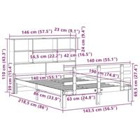 Bed met boekenkast zonder matras grenenhout wit 140x190 cm - thumbnail