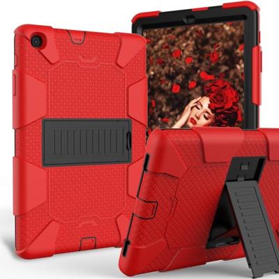 Voor Galaxy tab A 8.0 2019/T290 schokbestendige tweekleurige siliconen beschermhoes met houder (rood + zwart)