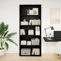 Boekenkast 80x30x189 cm bewerkt hout zwart - thumbnail