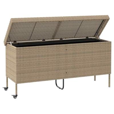 Tuinbox met wielen 160x55x75 cm poly rattan beige Tuinbox met wielen 160x55x75 cm poly rattan beige