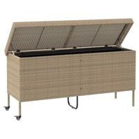 Tuinbox met wielen 160x55x75 cm poly rattan beige - thumbnail