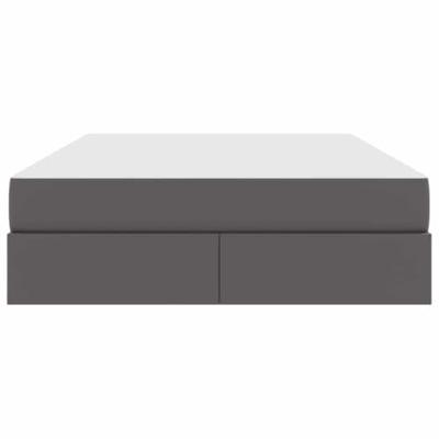 Opbergbed met matras met matras Grijs 140 x 190 cm Nep Leer