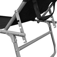 Ligbed inklapbaar met luifel staal en stof zwart - thumbnail