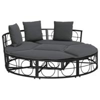 Loungebed voor buiten zonder luifel poly rattan zwart - thumbnail