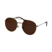 Spectrum zonnebril rond goud metaal bruin unisex - thumbnail