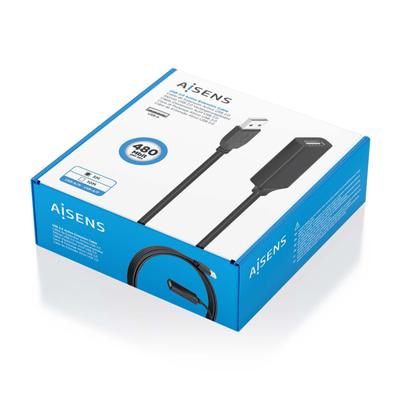 Aisens USB-kabel A101-0914, zwart, 5 m, merk: Aisens - EAN: 8435739902509