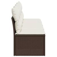 Tuinbank 4-zits met kussens poly rattan bruin - thumbnail