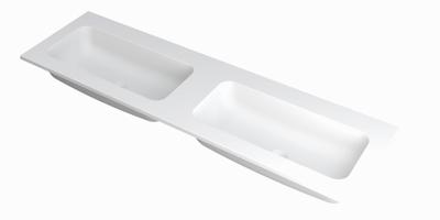 INK Wastafel Faktor polystone dubbel zonder kraangaten 160 cm x 45 cm x 1,5 cm Mat wit 3407240
