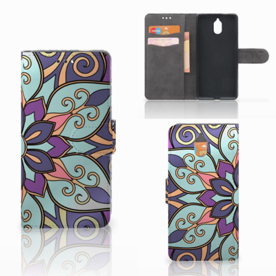 Nokia 3.1 (2018) Hoesje Purple Flower