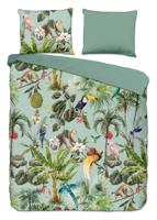 Descanso Dekbedovertrek "dieren in de jungle" - Groen - (240x200/220 cm) - Biologisch Katoen satijn - thumbnail