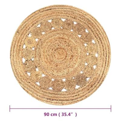 Tapijt met ontwerp rond 90 cm gevlochten jute