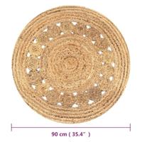 Tapijt met ontwerp rond 90 cm gevlochten jute - thumbnail