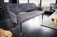 Design bank PARIS 160cm grijs fluwelen rugleuning gouden voetdoppen retro - 43680 - thumbnail