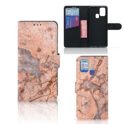 Samsung Galaxy M31 | Bookcase | Marmer Oranje Samsung Galaxy M31 | Bookcase | Marmer Oranje