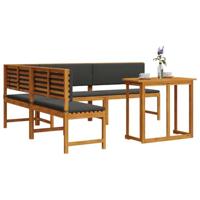 Tuinbankset 4 pcs Bruin Massief acaciahout - thumbnail