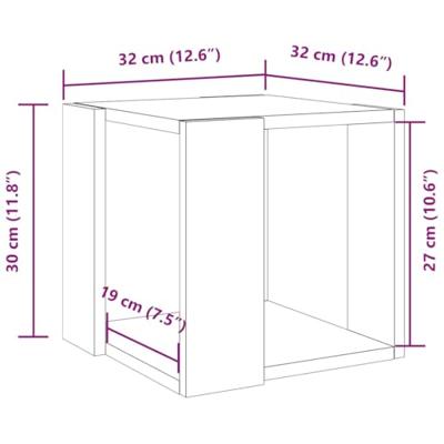 Salontafel 32x32x30 cm bewerkt hout wit