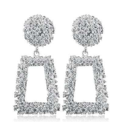 Overdreven Scrub geometrische oorbellen trapeziumvormige lange metalen Earrings(Silver)