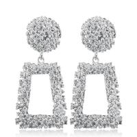 Overdreven Scrub geometrische oorbellen trapeziumvormige lange metalen Earrings(Silver) - thumbnail