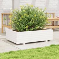 VidaXL Plantenbak 90x60x26,5 cm massief grenenhout wit - thumbnail