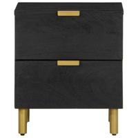 Nachtkastje 40x33x46 cm massief mangohout zwart - thumbnail