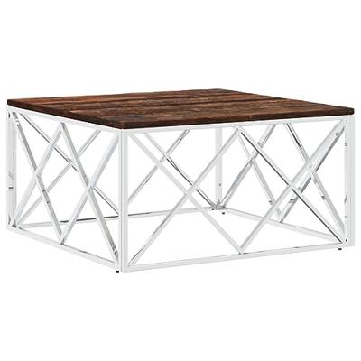 Salontafel roestvrij staal en massief hergebruikt hout