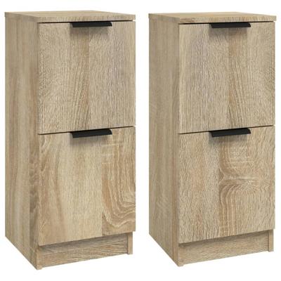 Dressoirs 2 st 30x30x70 cm bewerkt hout sonoma eikenkleurig