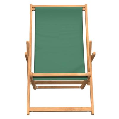 Strandstoel inklapbaar massief teakhout groen - thumbnail
