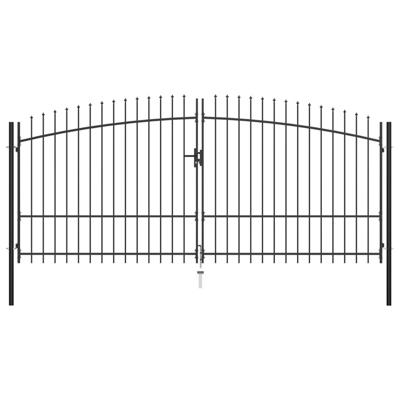 Hekpoort dubbele deur met speren bovenkant 400x225 cm