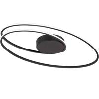 Ringen LED Plafonniere 60 cm - Plafondlamp 3 staps dimbaar - Warm wit licht - Zwart - thumbnail