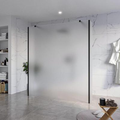 Fortifura Galeria Vrijstaande Inloopdouche - 180x200cm - Glas mat - antikalk - 8mm veiligheidsglas - 2 zijwanden 30cm - wandsteunen en hoekprofielen - Zwart mat SW927767 2x/SW797933/SW797931 2x/SW358025 2x