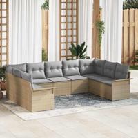 Tuinbankenset met kussen Beige poly rattan - thumbnail