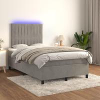 Boxspring met matras en LED fluweel lichtgrijs 120x200 cm - thumbnail