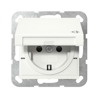 Gira enkel stopcontact klapdeksel wit glanzend kv 441403