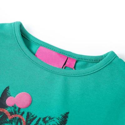 Kindershirt met lange mouwen kattenprint 92 felgroen Kindershirt met lange mouwen kattenprint 92 felgroen